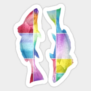 Geometric Pastel Rainbow Fish Sticker